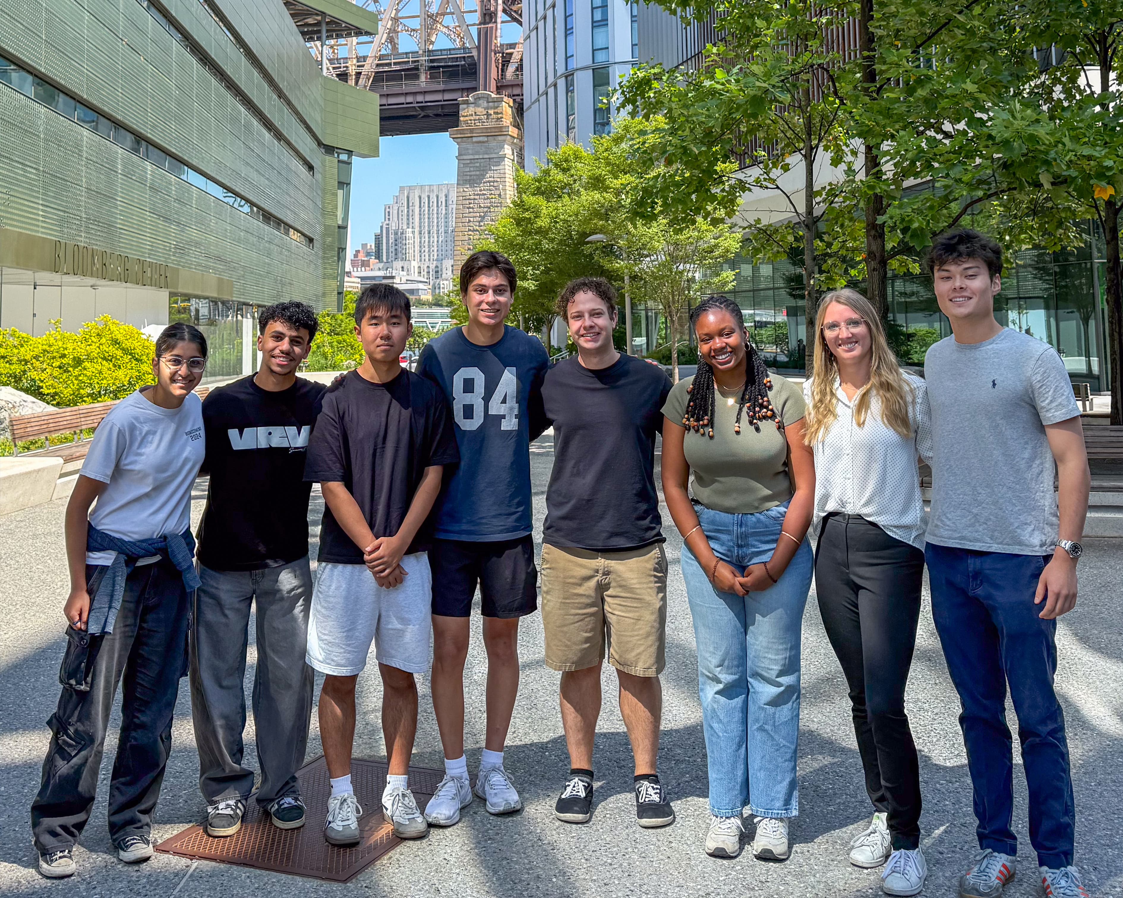 Me, my housemates, and Touchdown the cornell mascot at a football game